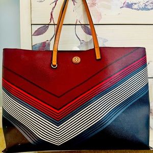 Authentic patterned Tory Burch 2 strap tote